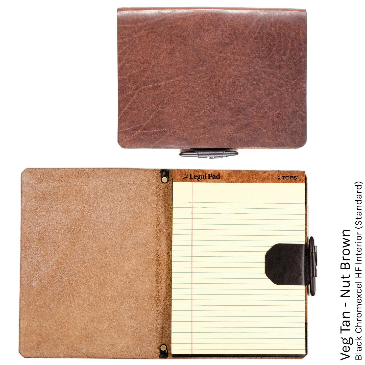 FFFolio Legal Brief Slim in nut brown leather — front view
