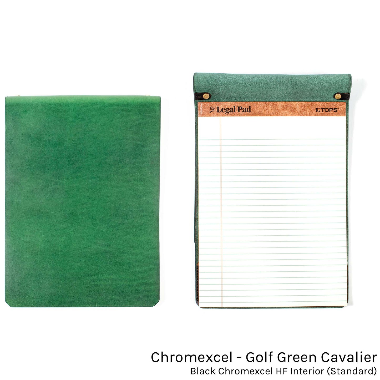 FFFolio Legal Pad Cover in Chromexcel Kelly Green — front view