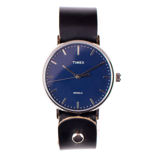 Timex 41mm Silver/Cobalt Fairfield with 20mm FFF Watchband — hero shot