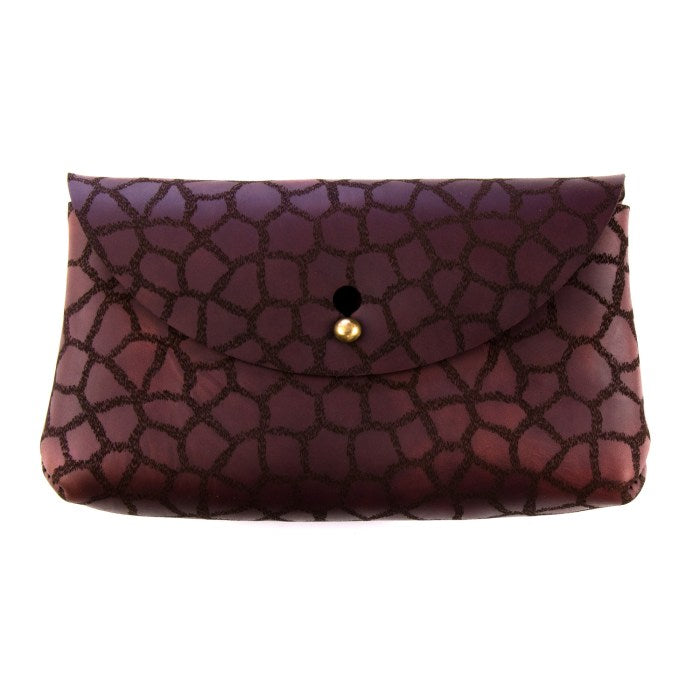 Penney Clutch in Chromexcel Deep Burgundy (Color 8) — front view