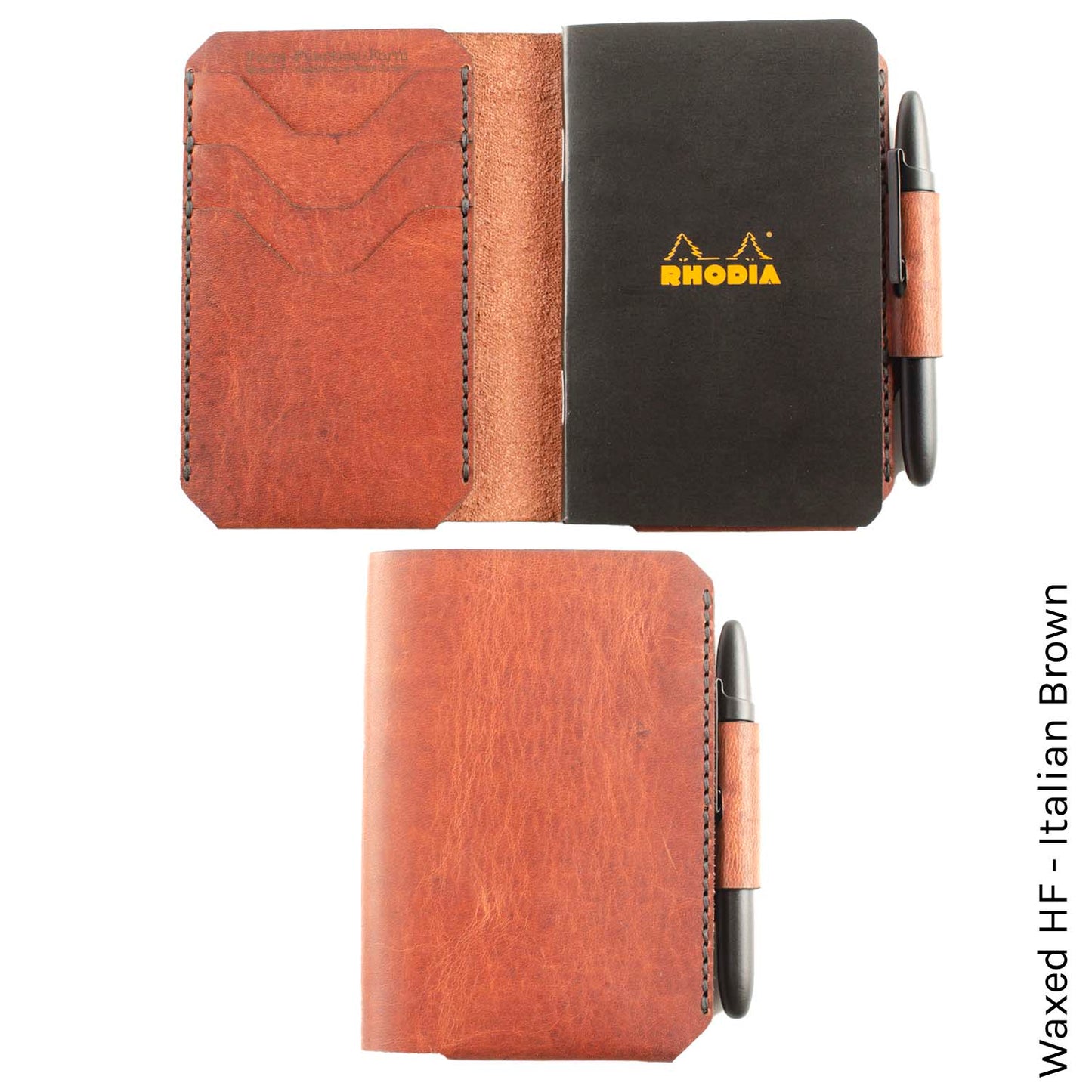 Charette Wallet in Waxed HF Italian Brown — front view