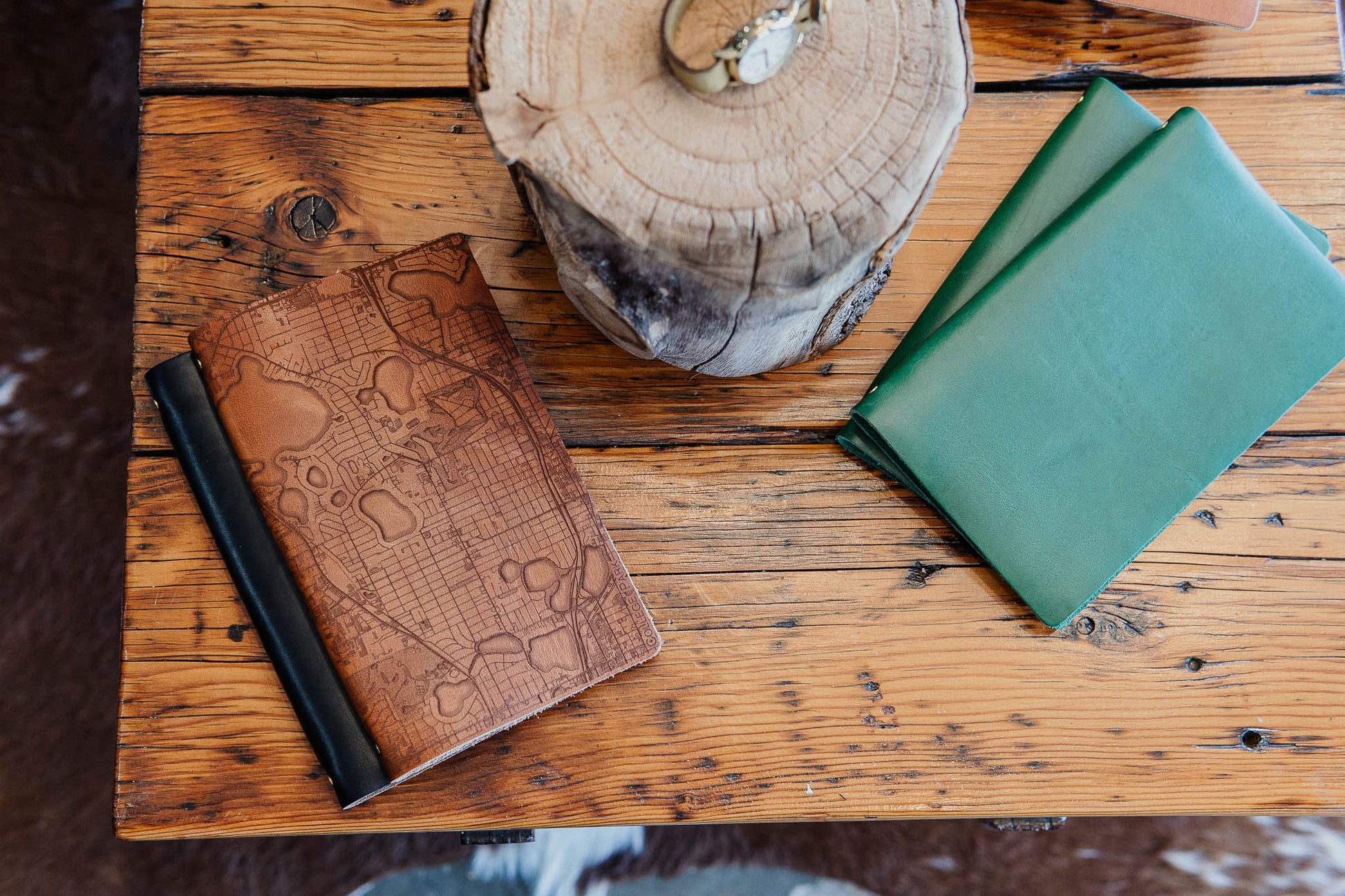 Slip Notebook Cover Custom Series — detail showing leather texture and engraving depth