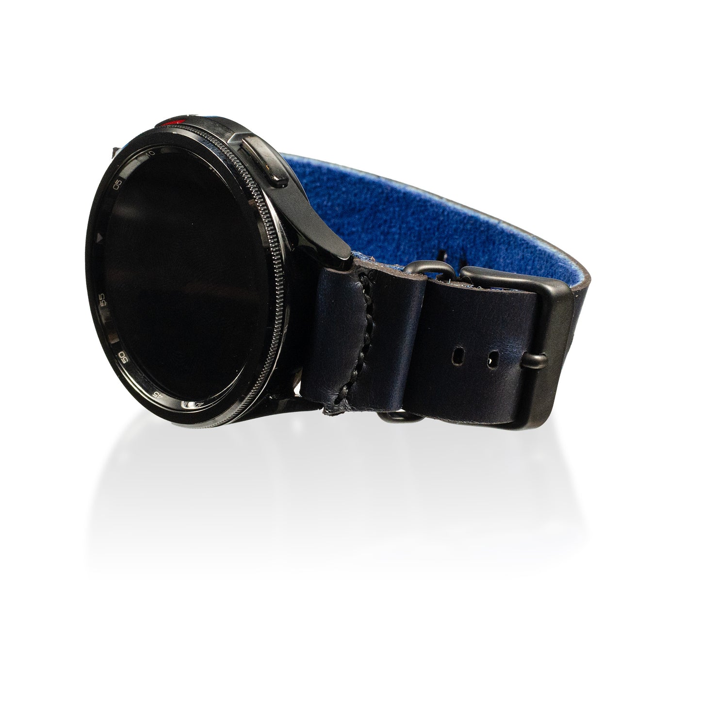 Side-Piece Watchband Samsung Galaxy in Chromexcel Ink Blue — wrist view