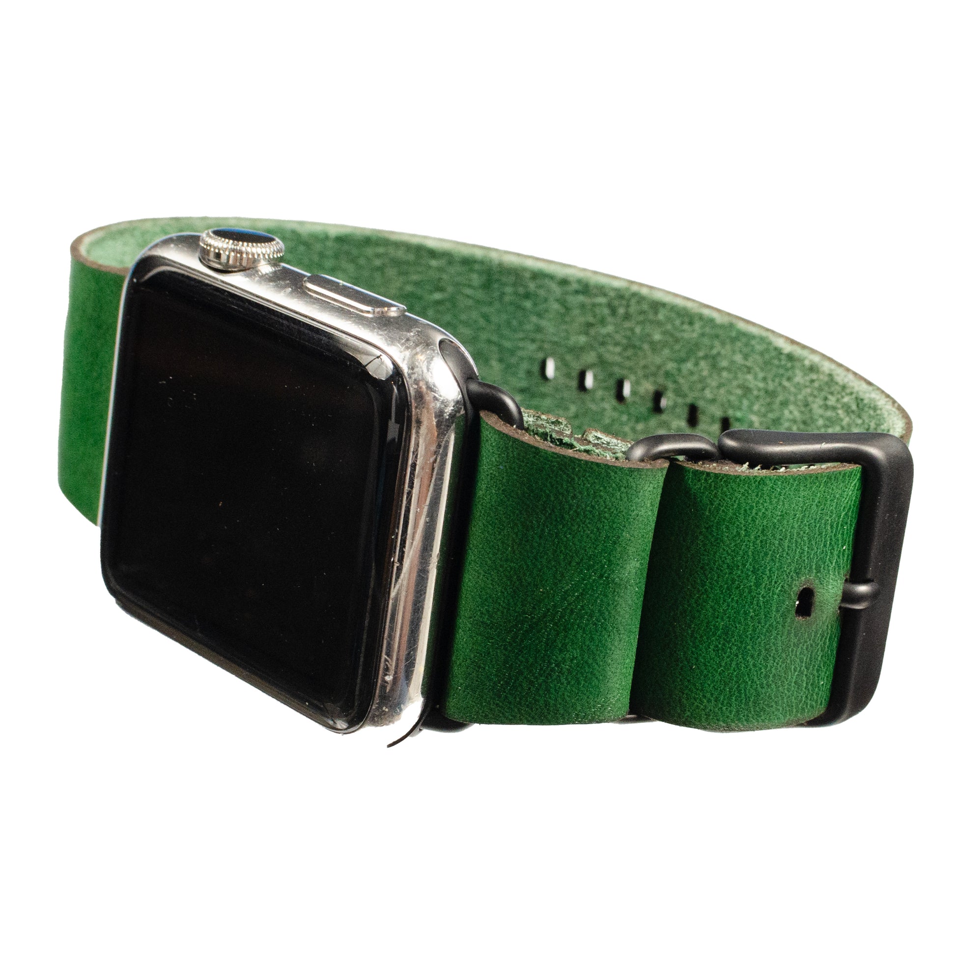 Side-Piece Watchband Apple Watch — detail showing lug attachment and stitching