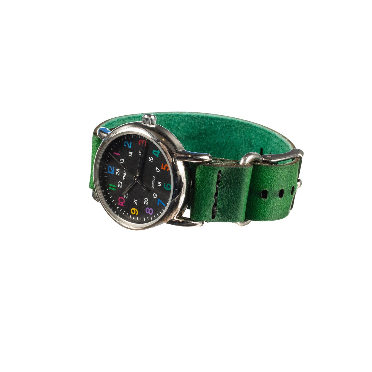 Side-Piece Watchband Standard — wrist view with matte black hardware