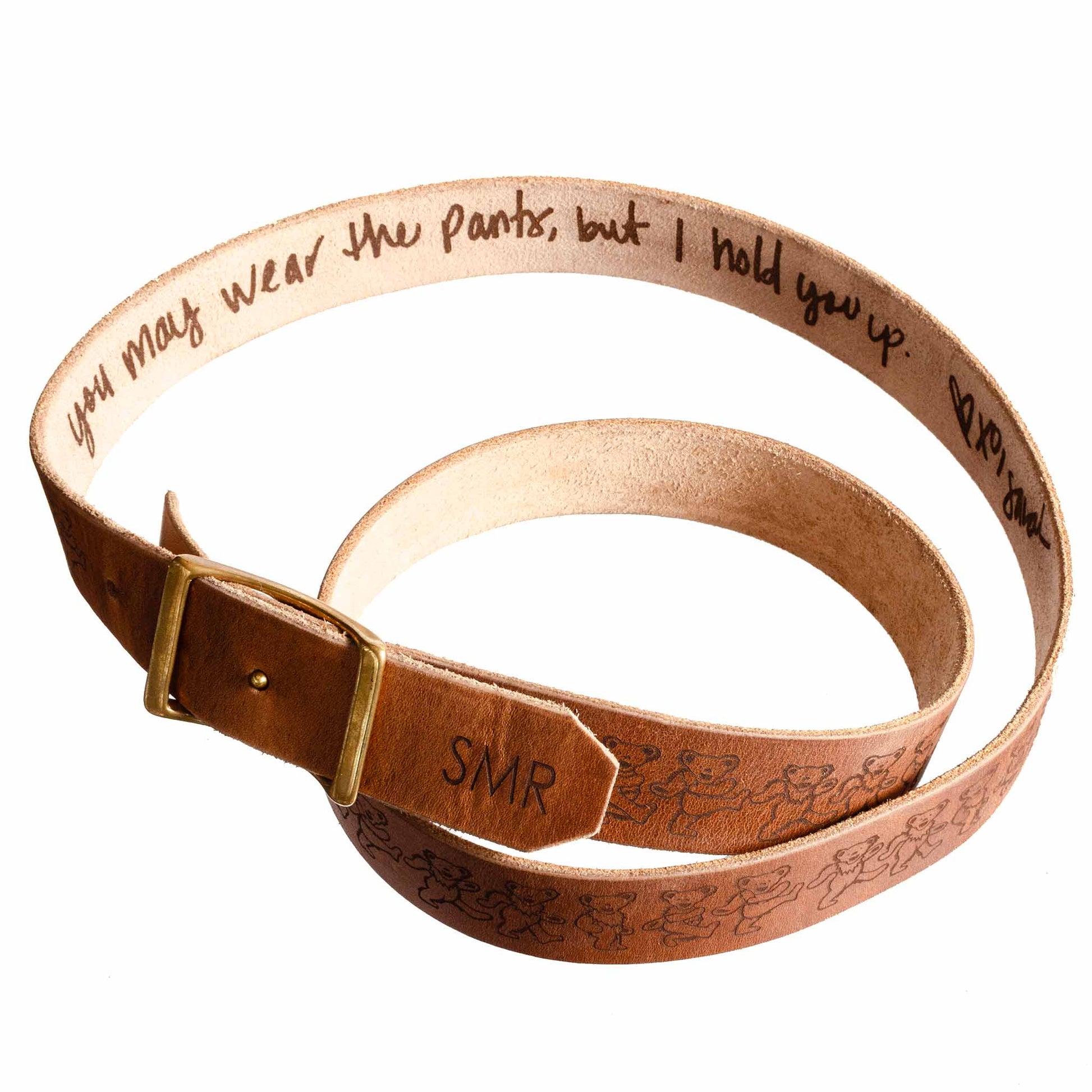 FFF Belt Sweet Spot 1.25" — hero shot showing Horween leather belt with center bar buckle