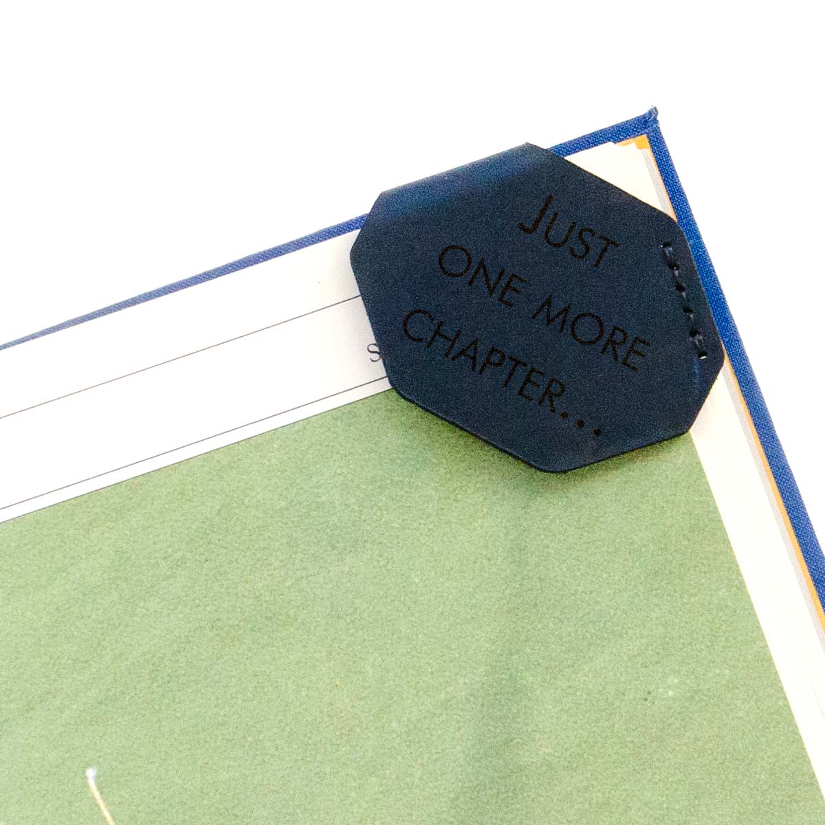 FFF Corner Bookmark in Veg Tan Cobalt Blue — front view