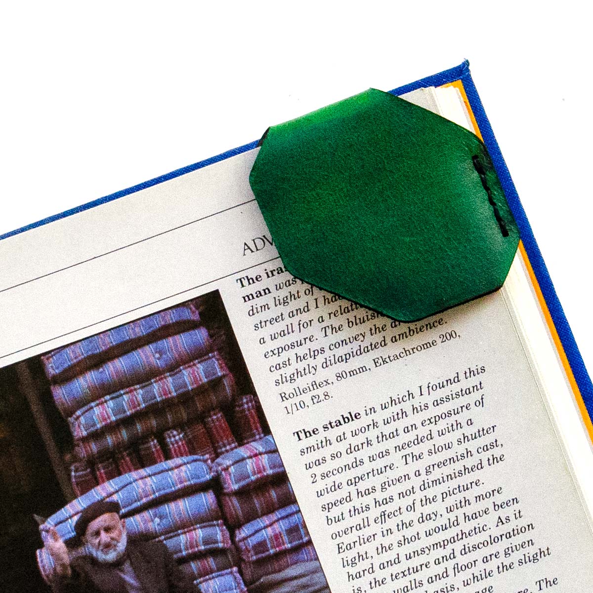 FFF Corner Bookmark in Chromexcel Kelly Green — front view
