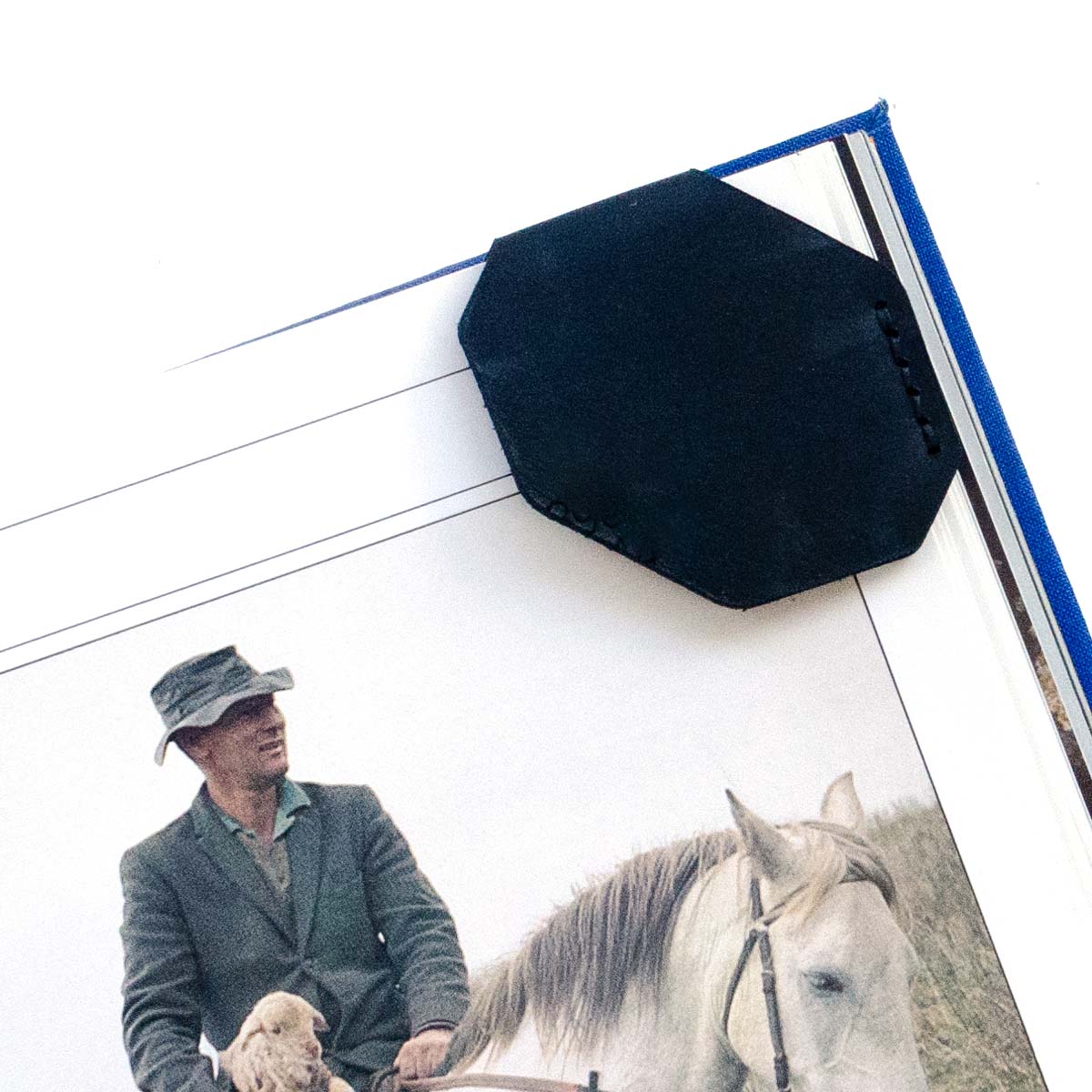 FFF Corner Bookmark in Veg Tan Black Derby — front view