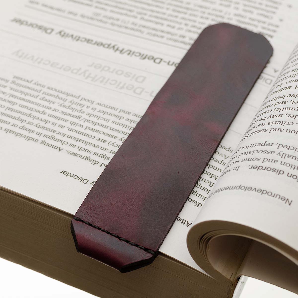 FFF Spine Bookmark in Chromexcel Deep Burgundy (Color 8) — front view