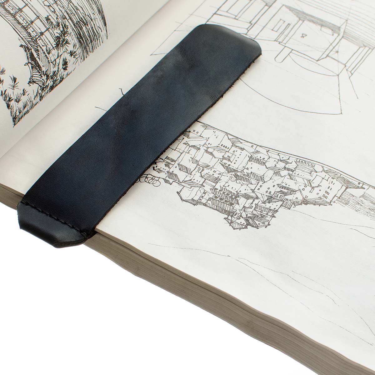 FFF Spine Bookmark in Chromexcel Black — front view