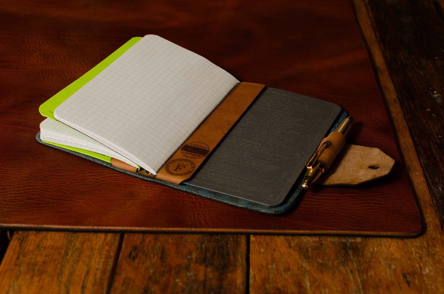 Mini Slot Field Notes — detail showing pen slot and notebook fit
