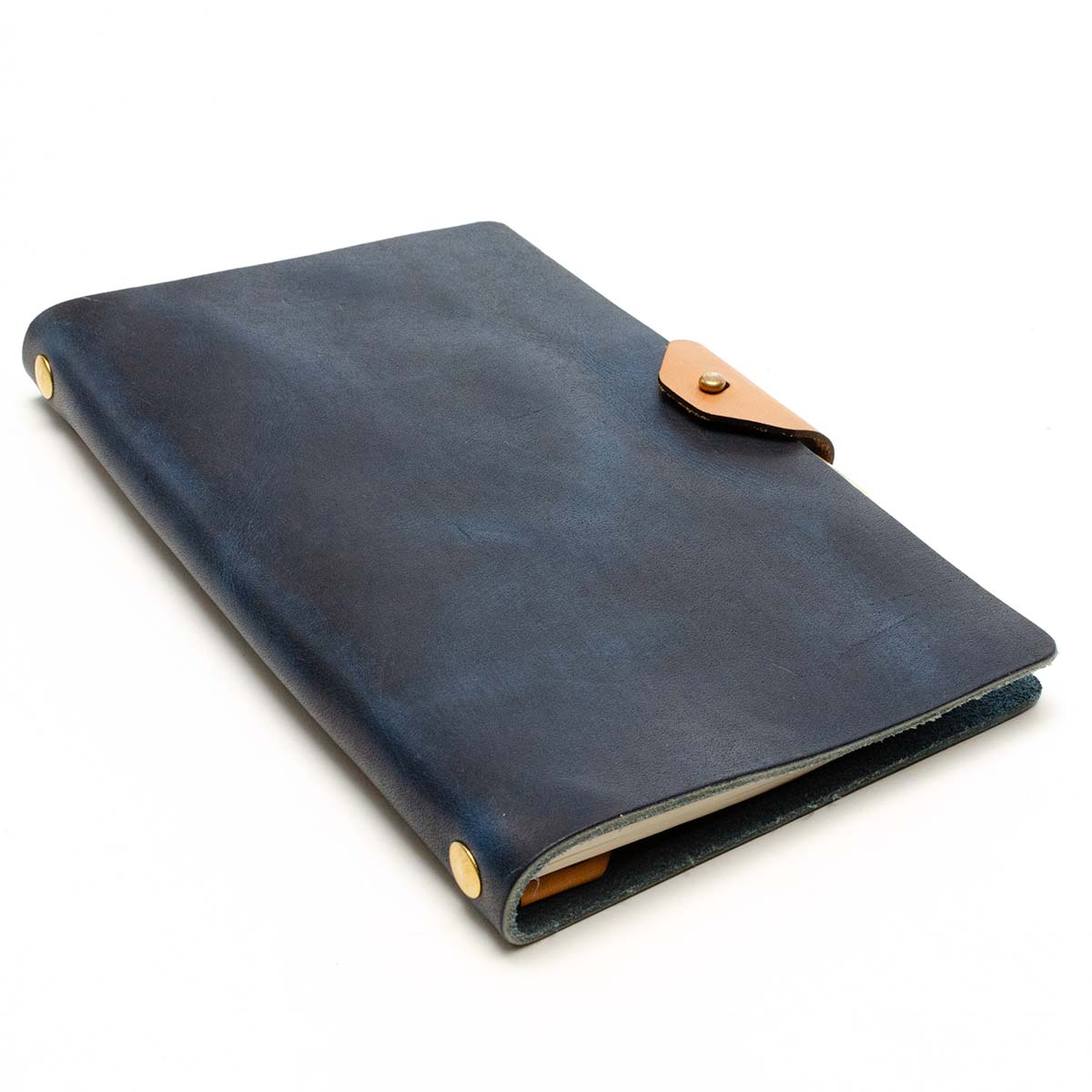 Slot Notebook Cover in Veg Tan Cobalt Blue — front view