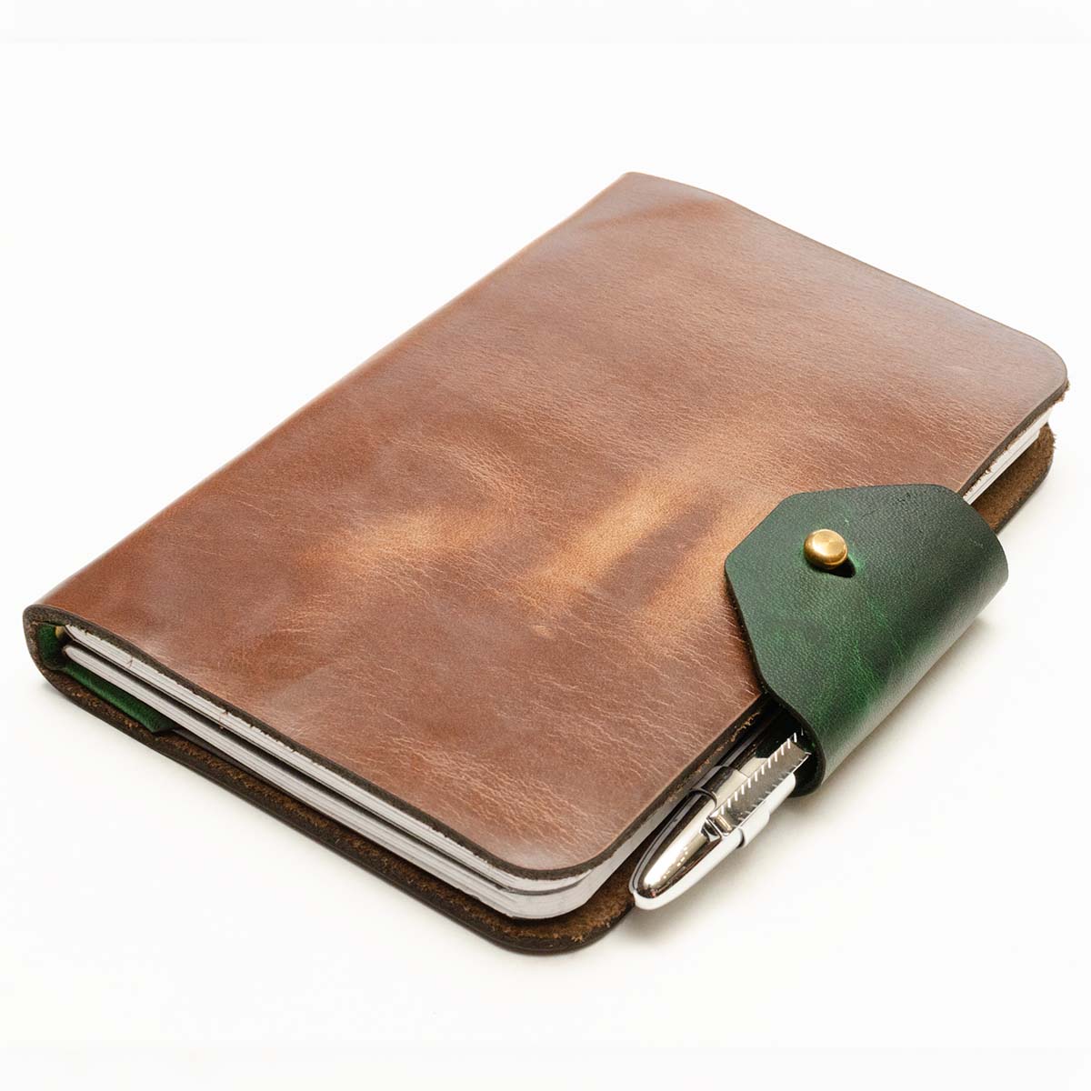 Mini Slot Field Notes in Chromexcel Espresso (Natural) — front view