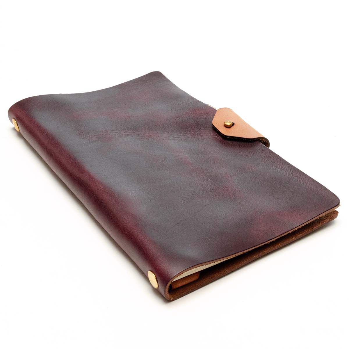 Slot Notebook Cover in Chromexcel Deep Burgundy (Color 8) — front view