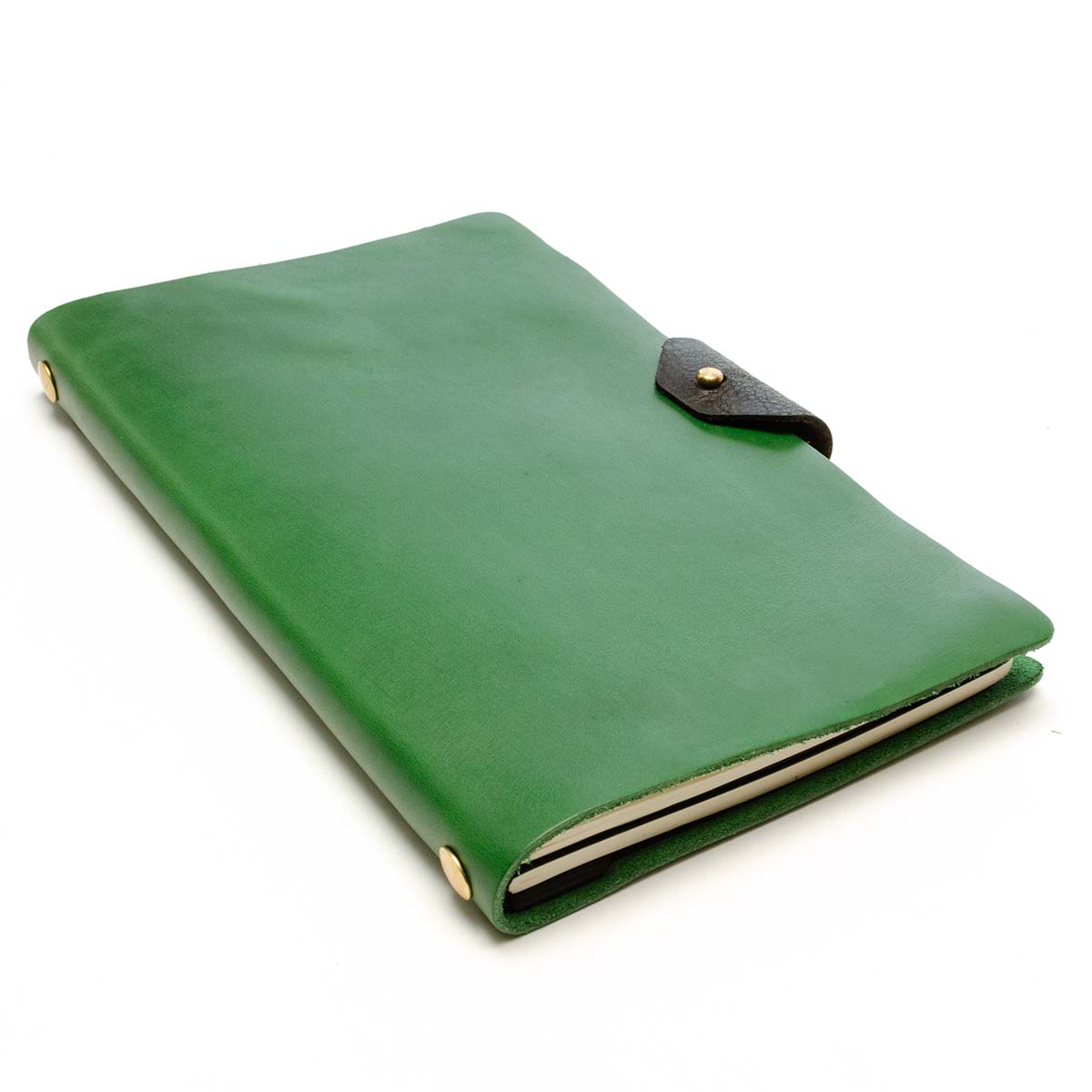 Slot Notebook Cover in Chromexcel Kelly Green — front view