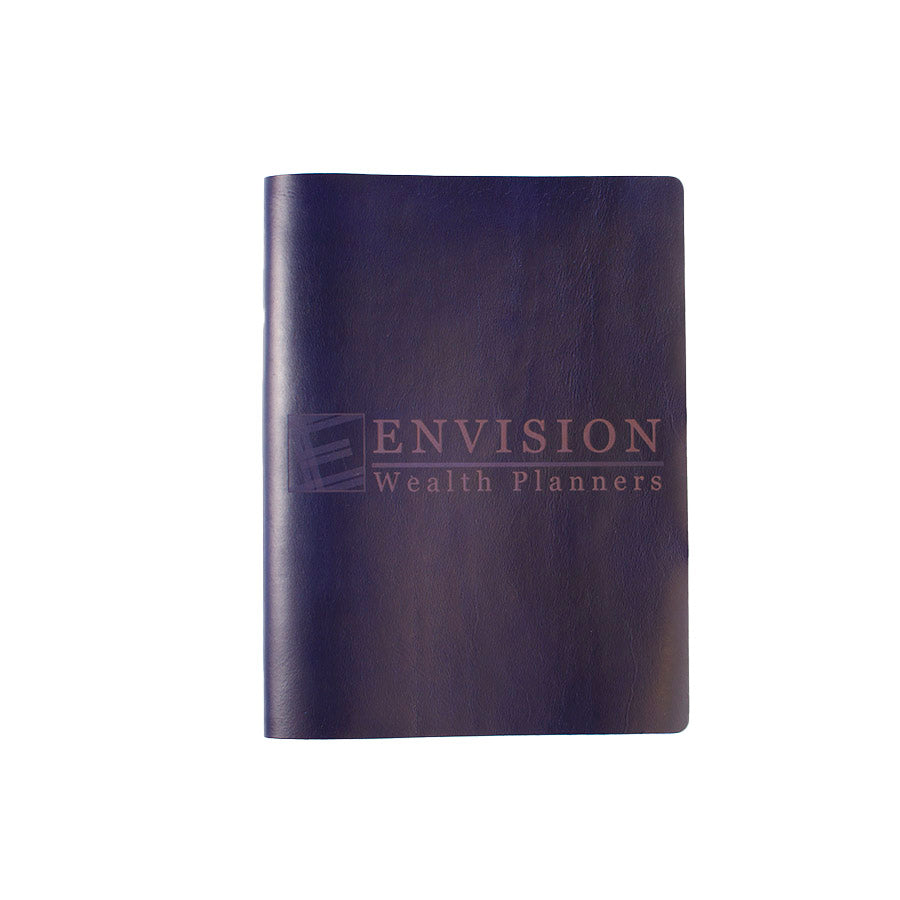 Slip Notebook Cover Custom Series in Chromexcel Ink Blue — XL desk size flat lay