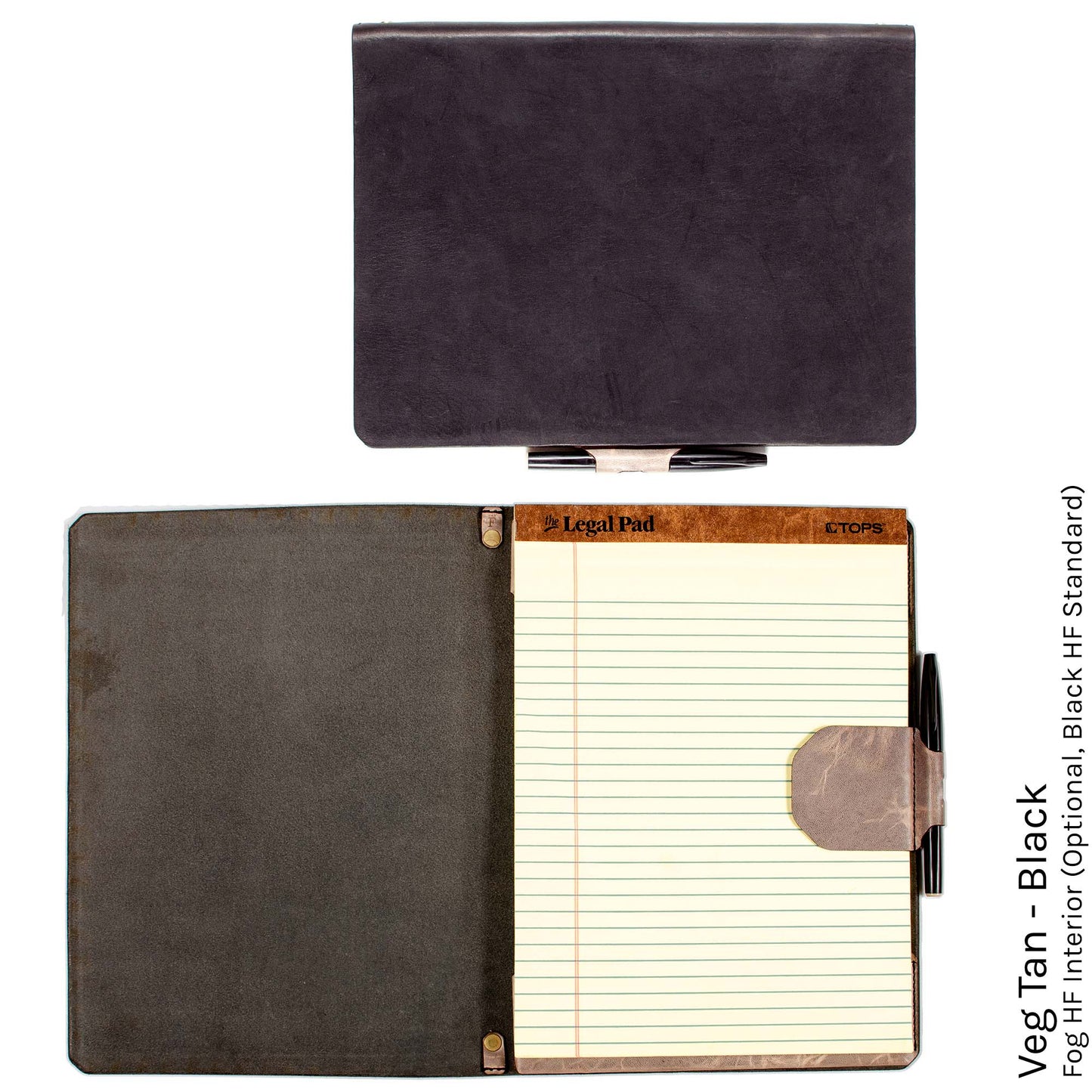 FFFolio Legal Brief Slim in Chromexcel Black — front view