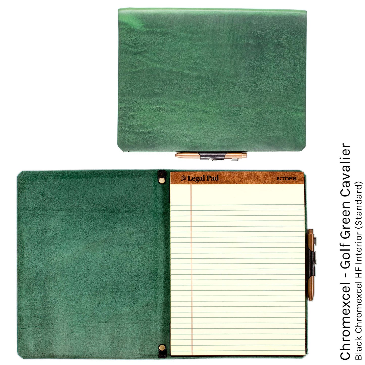 FFFolio Legal Brief Slim in Chromexcel Kelly Green — front view