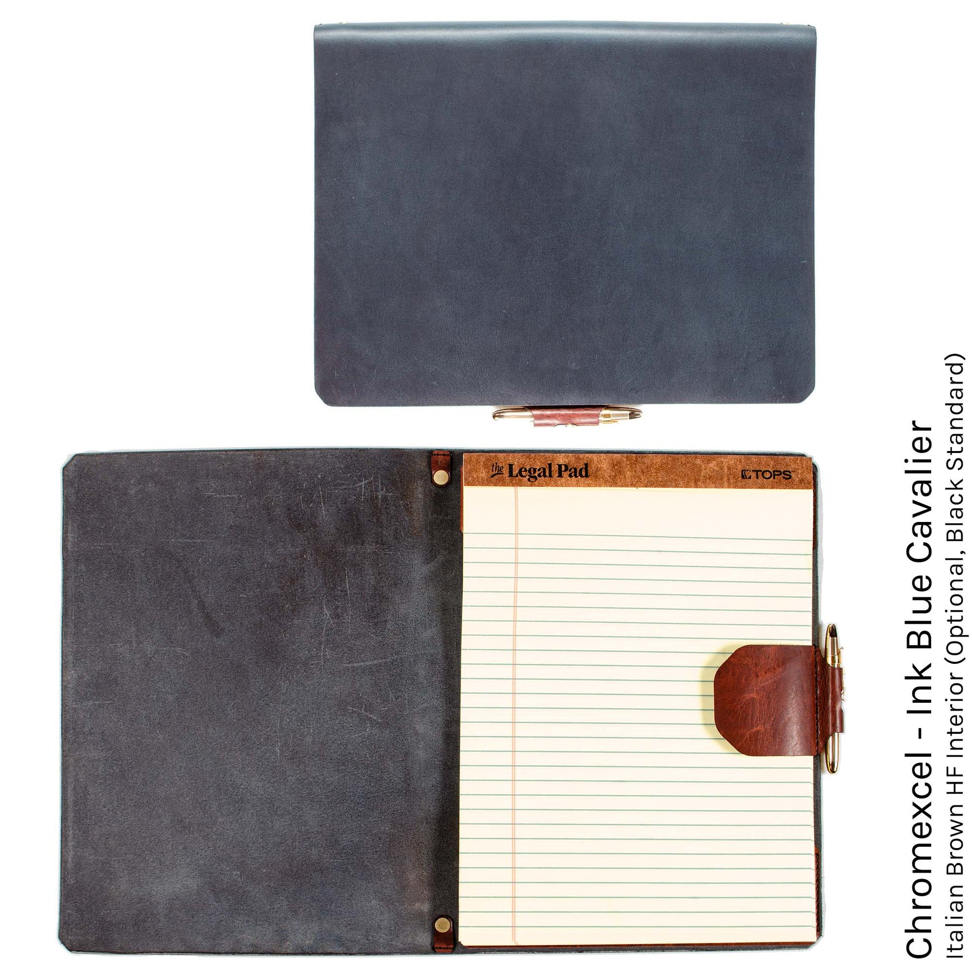 FFFolio Legal Brief Slim in Chromexcel Ink Blue — front view