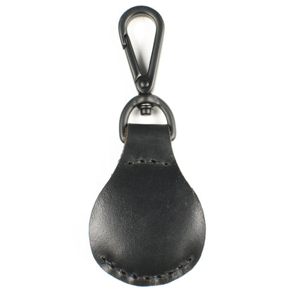 AirTag FFFob Clip in Chromexcel Black with matte black hardware — front view