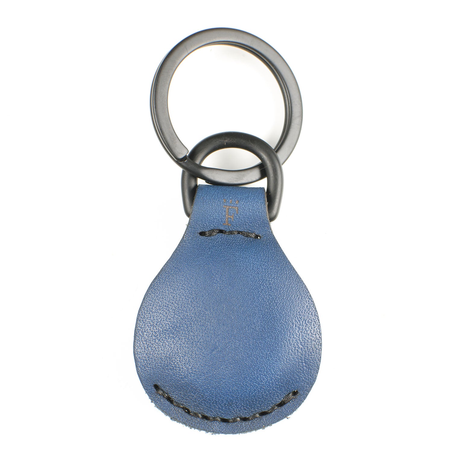 AirTag FFFob LayFlat — angle view showing flat leather construction