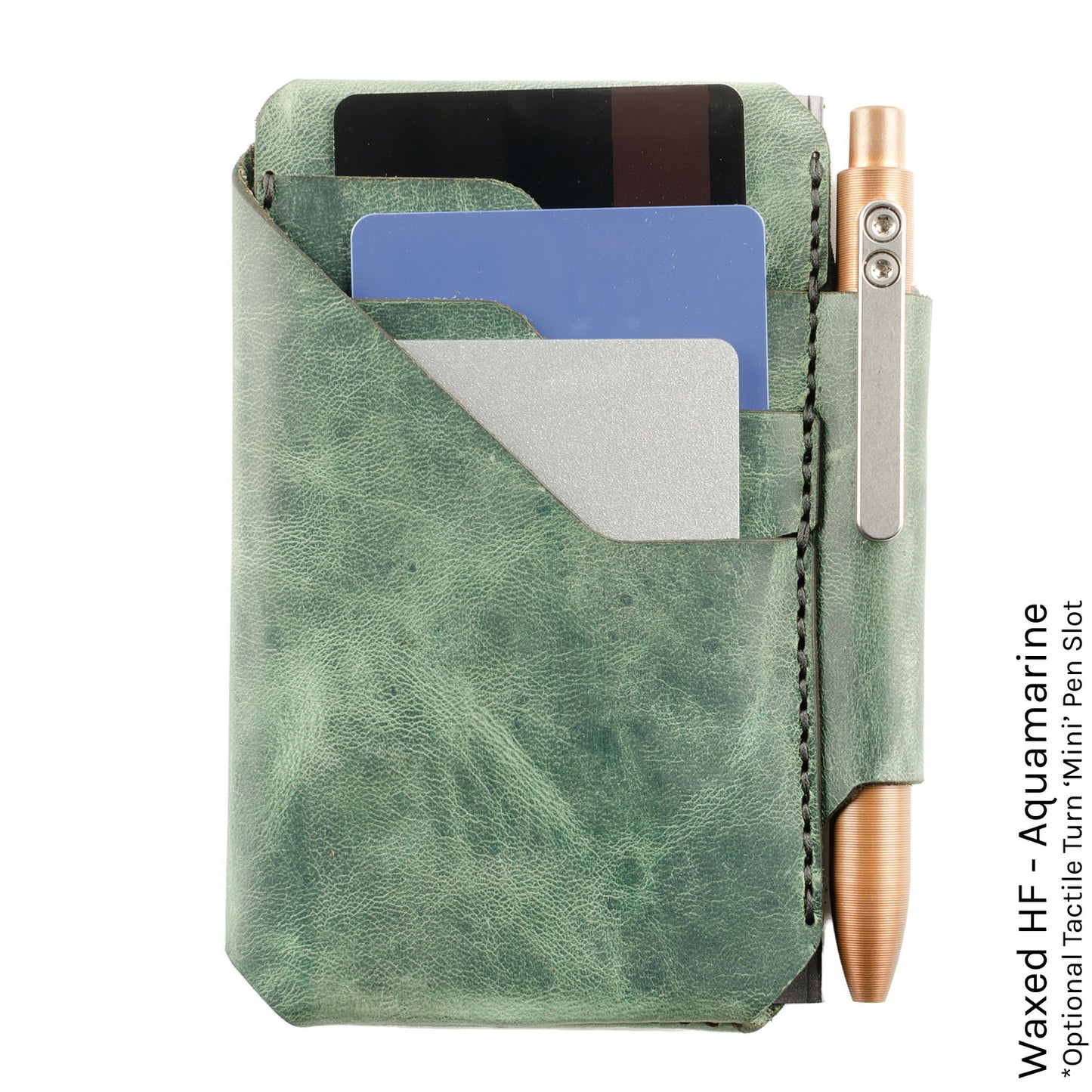 Archslim Wallet in Waxed HF Aqua — front view