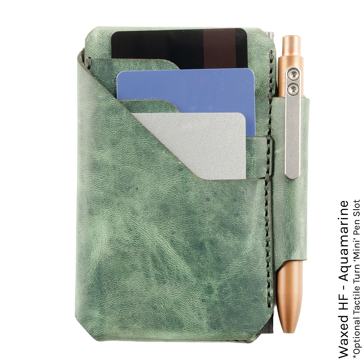 Archslim Wallet in Waxed HF Aqua — front view