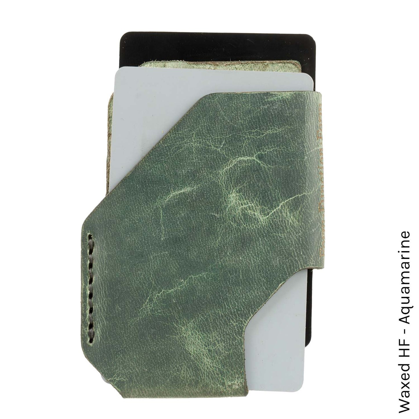 TriSlot Wallet in Waxed HF Aquamarine — front view
