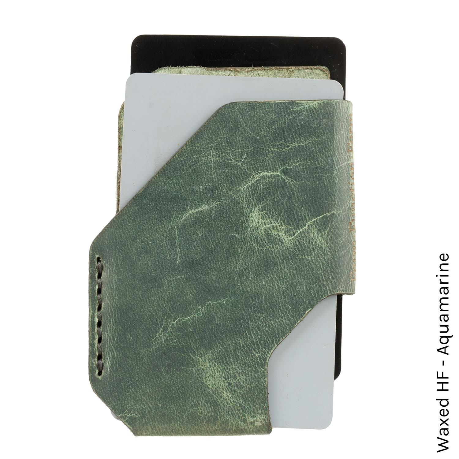 TriSlot Wallet in Waxed HF Aquamarine — front view