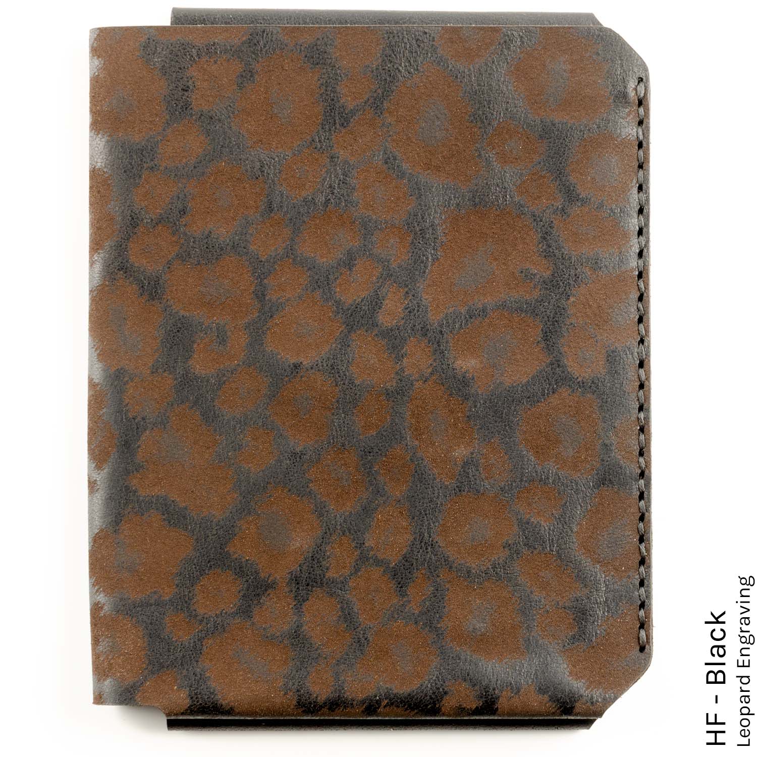 JetSet Passport Wallet in HF Black with animal print lining — front view
