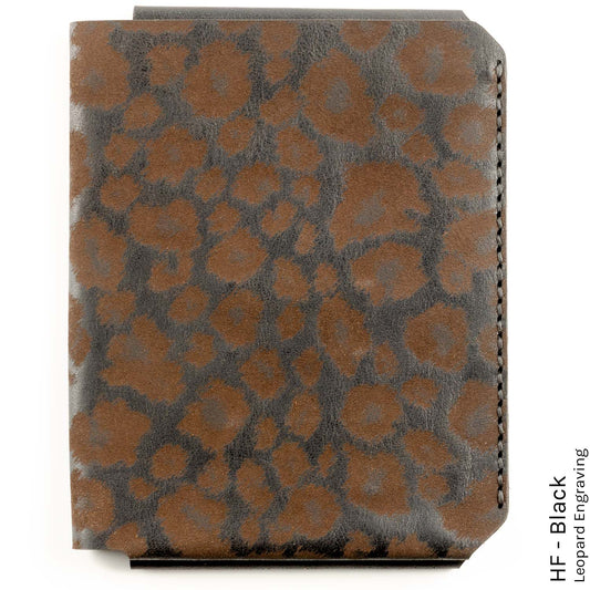 JetSet Passport Wallet in HF Black with animal print lining — front view