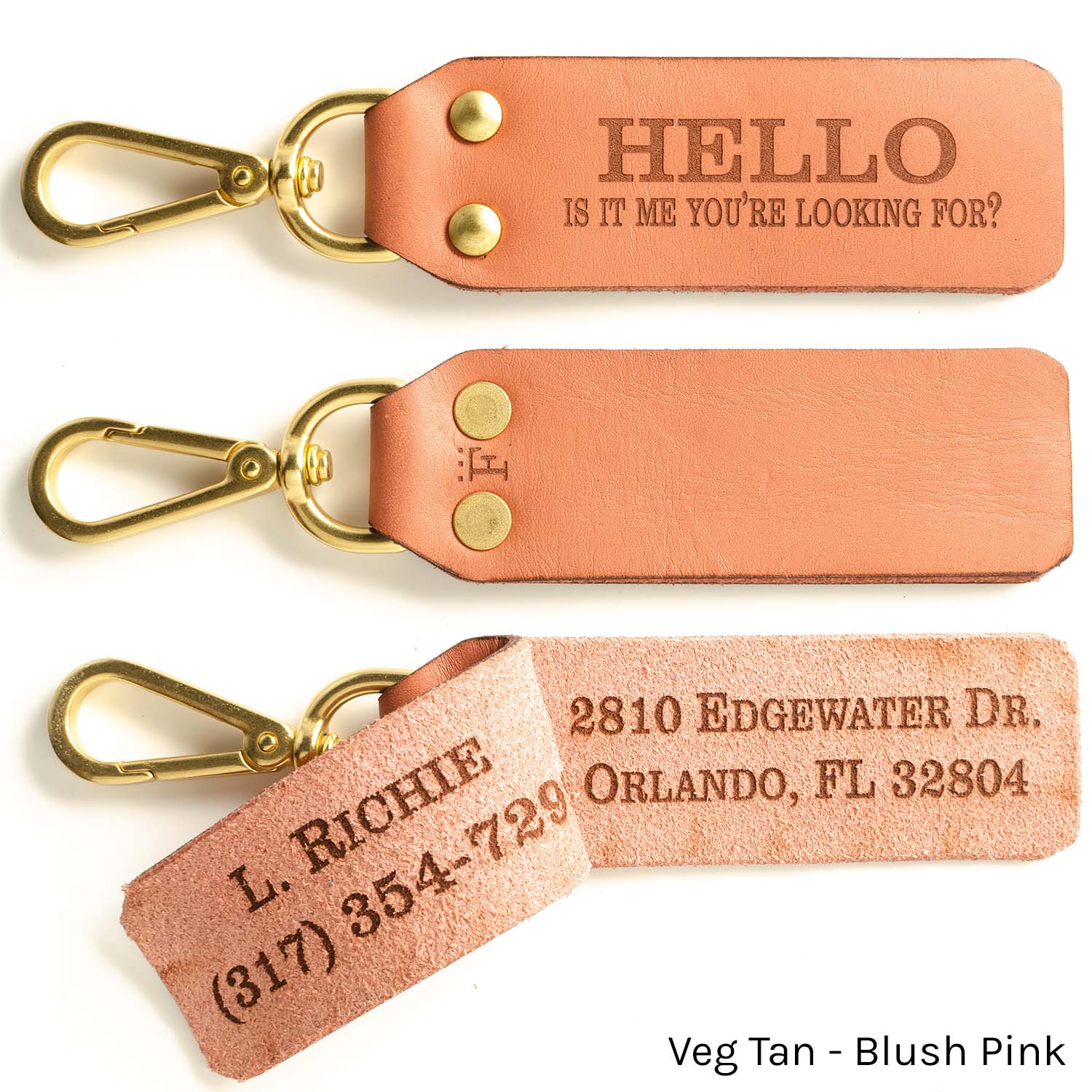 ID FFFob Luggage Clip in Veg Tan Blush Pink — front view