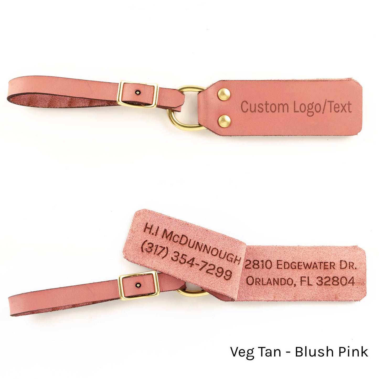 ID FFFob Luggage Strap in Veg Tan Blush Pink — front view