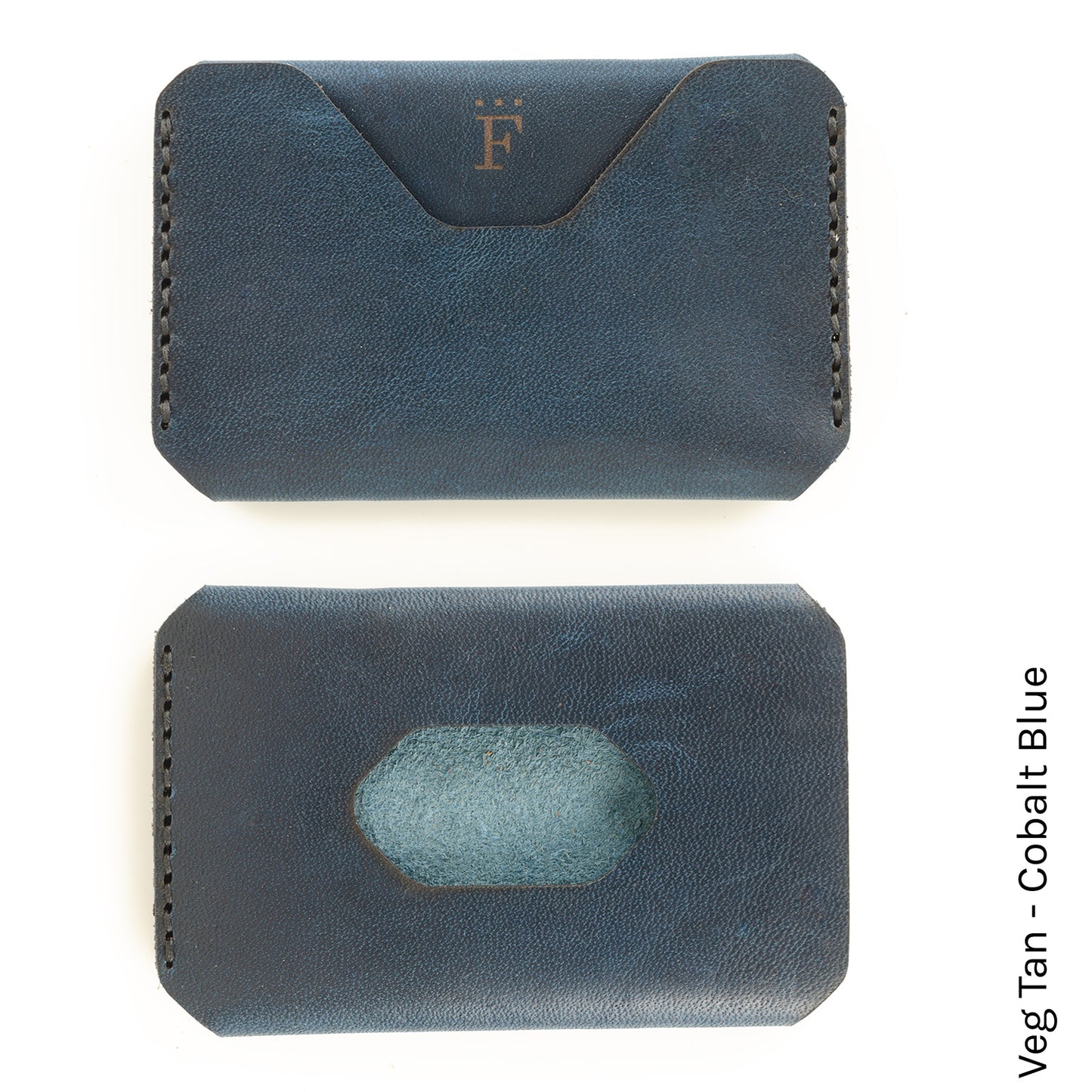 Side Hustle Wallet in Veg Tan Cobalt Blue — front view