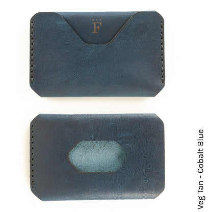 Side Hustle Wallet in Veg Tan Cobalt Blue — front view