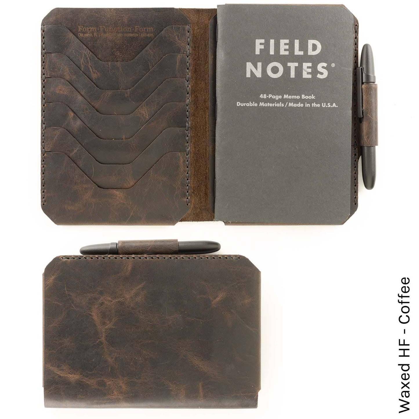 Field Notes Wallet in Waxed HF Coffee — front view
