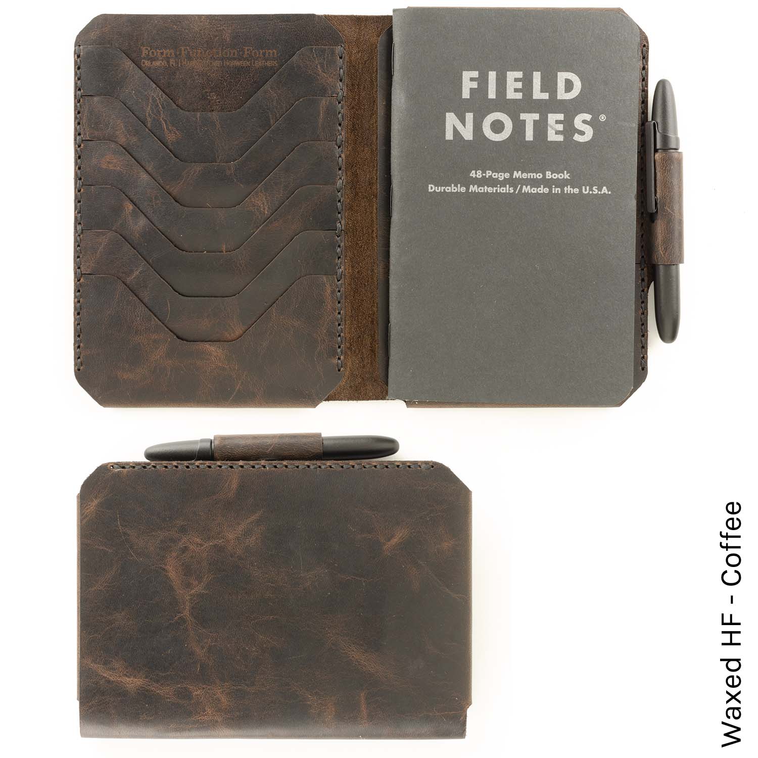 Field Notes Wallet in Waxed HF Coffee — front view