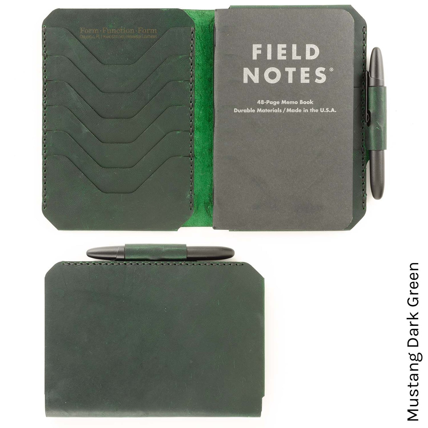 Field Notes Wallet in Mustang Dark Green — front view