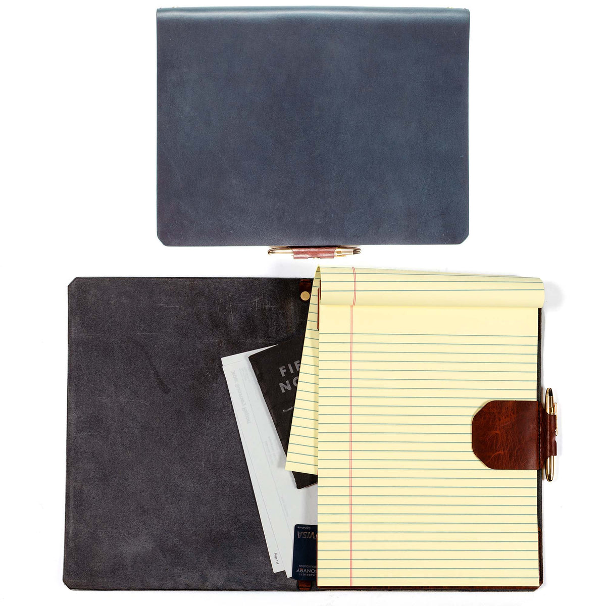 FFFolio Legal Brief Slim — hero shot showing slim Horween leather legal brief padfolio