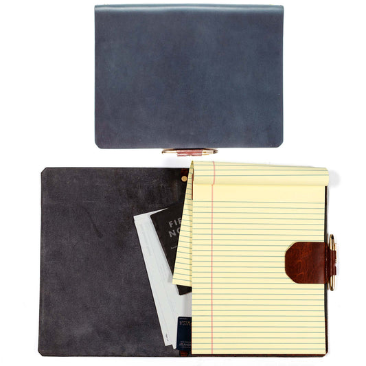 FFFolio Legal Brief Slim — hero shot showing slim Horween leather legal brief padfolio