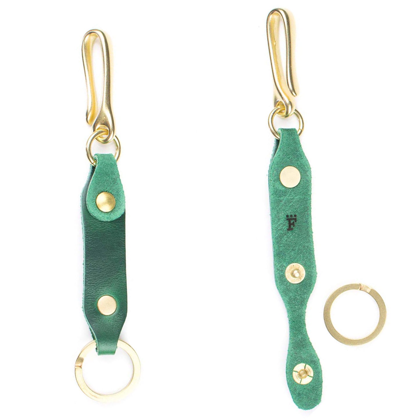 Short Leash Fob in Chromexcel Kelly Green — front view