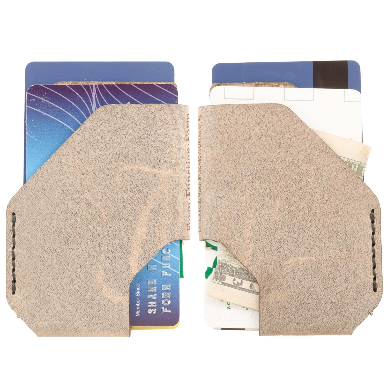 TriSlot Wallet in Waxed HF Fog — hero shot showing three-slot profile