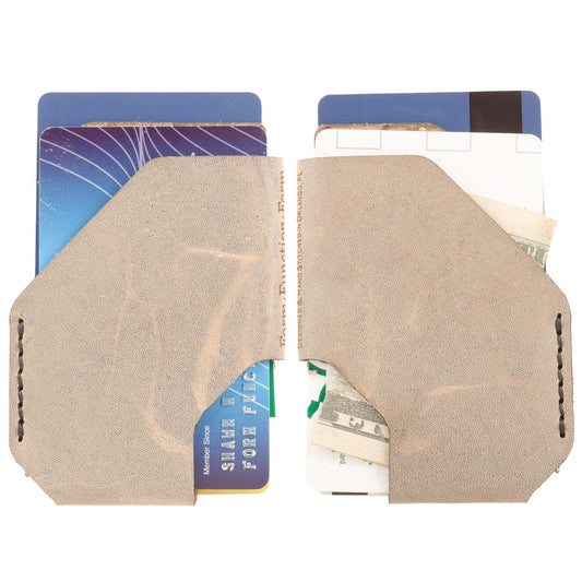 TriSlot Wallet in Waxed HF Fog — hero shot showing three-slot profile
