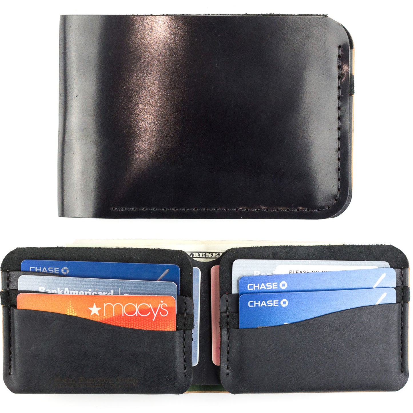 George Bifold Cordovan — hero shot showing shell cordovan bifold wallet with contrasting interior