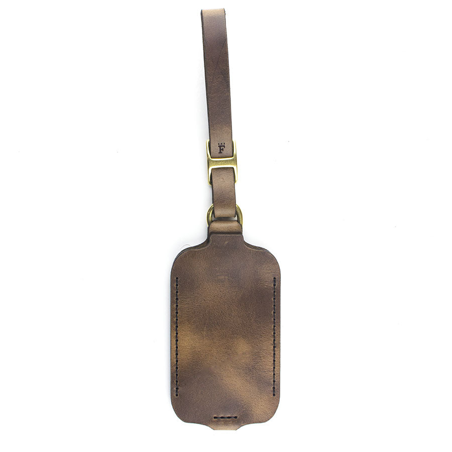 FFF Luggage / ID Tag in Chromexcel Espresso (Natural) — front view