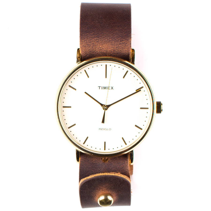 Timex 41mm Gold/Cream Fairfield with 20mm FFF Watchband — flat lay