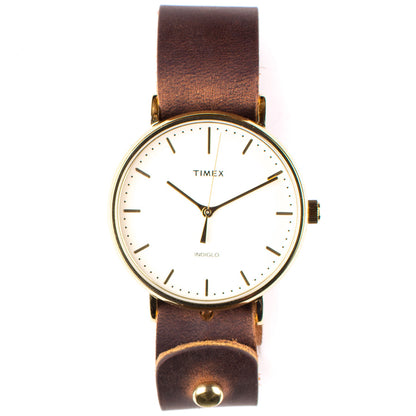 Timex 41mm Gold/Cream Fairfield with 20mm FFF Watchband — flat lay
