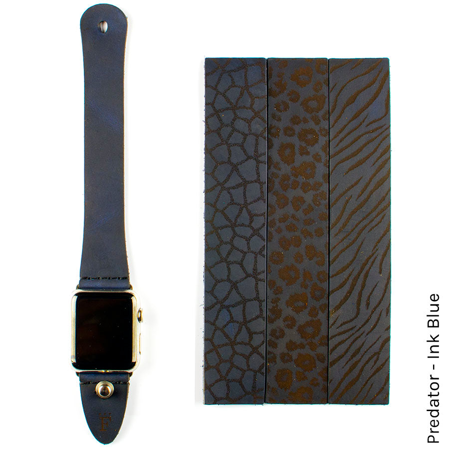 FFF Button-Stud Apple Watchband in Predator Ink Blue — wrist view