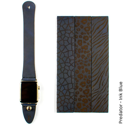 FFF Button-Stud Apple Watchband in Predator Ink Blue — wrist view